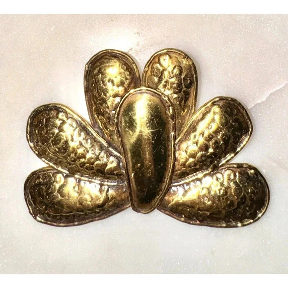 Large Vintage Hecho en Mexico Floral Leaves Spray Brass Copper Tone Brooch - Picture 1 of 5